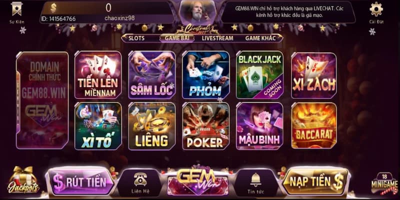 Hội viên có thể trải nghiệm game bài bom tấn không giới hạn tại Gemwin